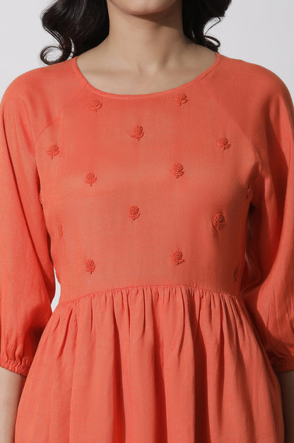 Orange Embroidered Peplum Top