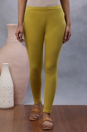 Celery Yellow Solid Tights