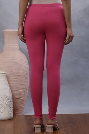 Pink Knitted Solid Tights