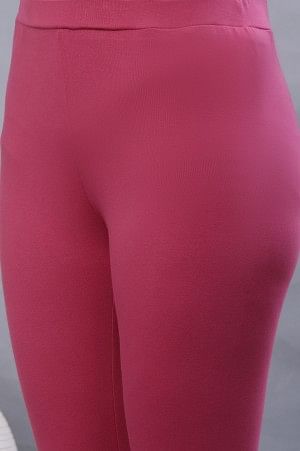 Pink Knitted Solid Tights