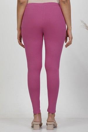 Orchid Pink Solid Mid-Rise Tights