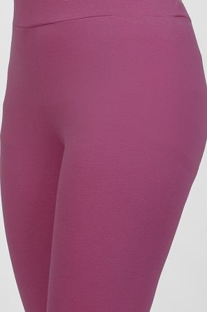 Orchid Pink Solid Mid-Rise Tights