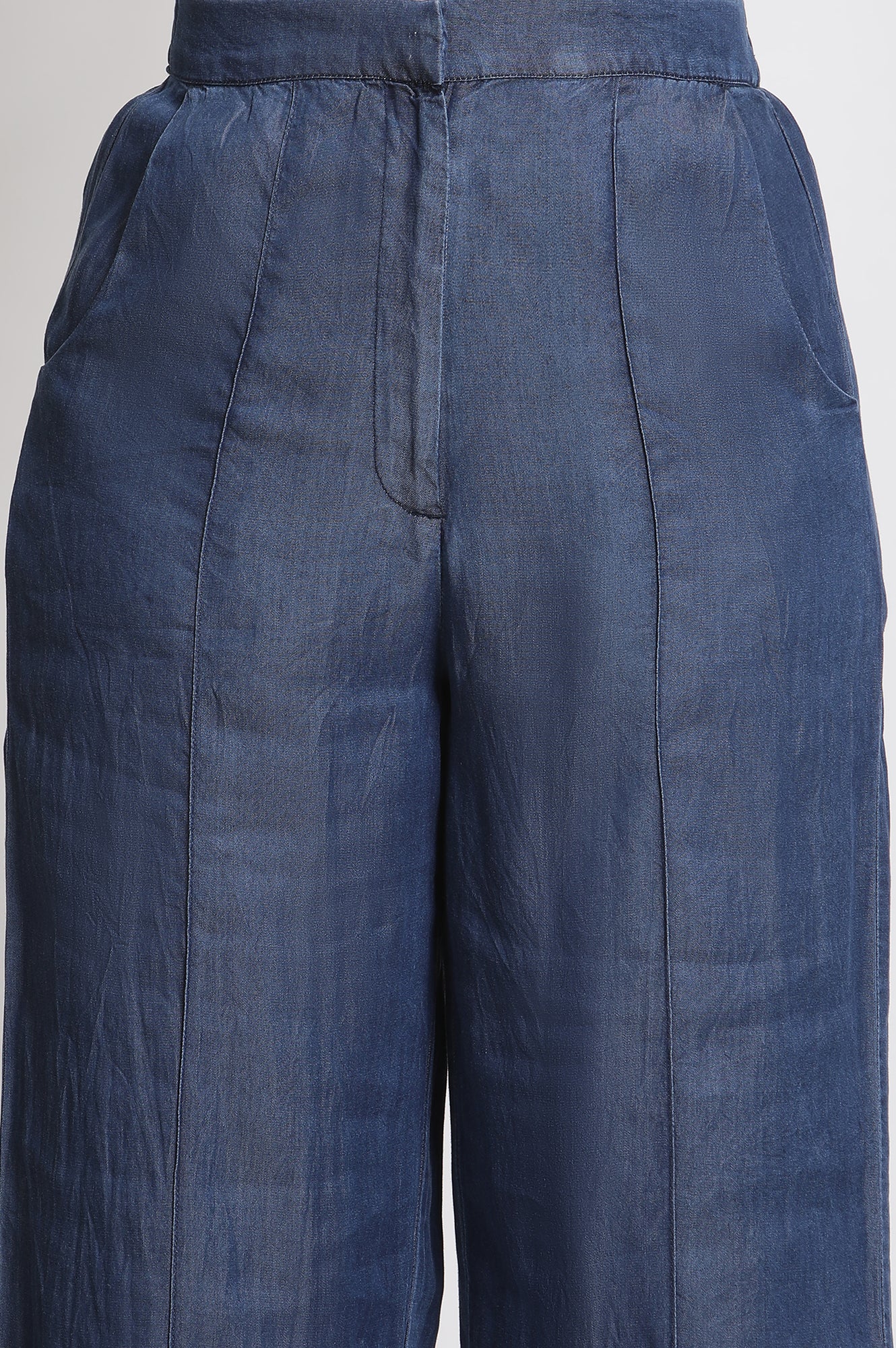 Blue Chambray Smart Casual Trousers