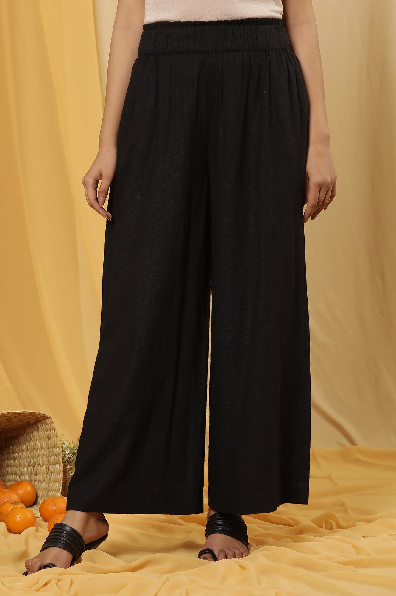 Black Casual Summer Straight Pants