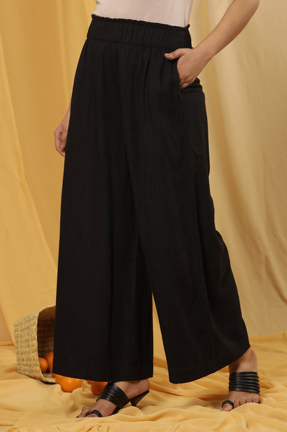 Black Casual Summer Straight Pants