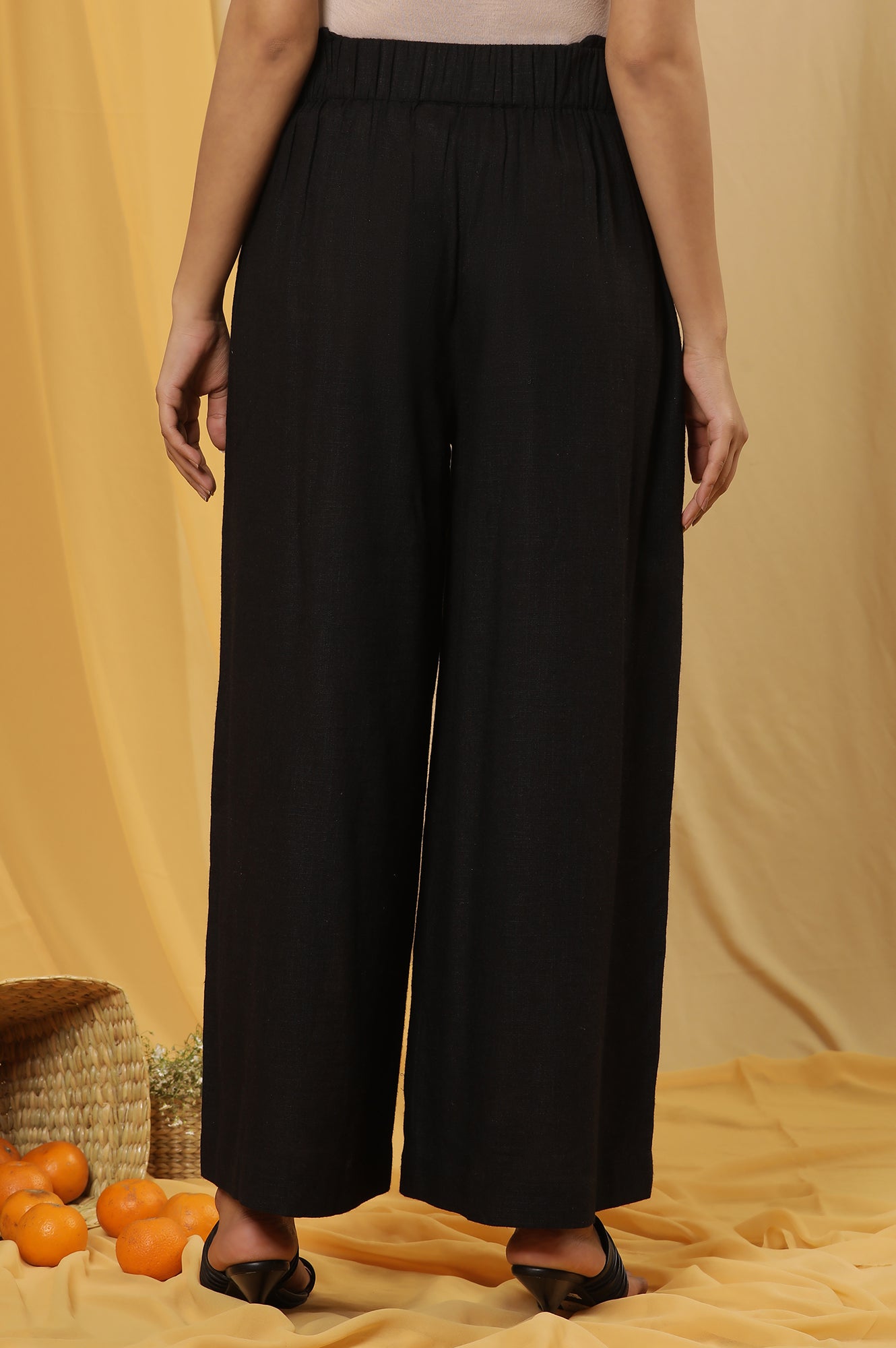 Black Casual Summer Straight Pants