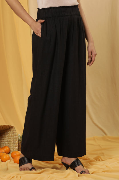 Black Casual Summer Straight Pants