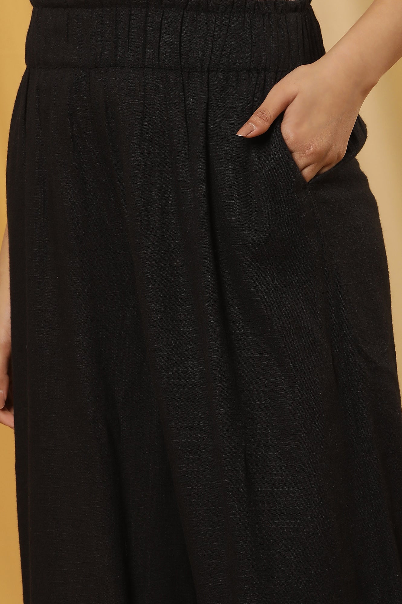 Black Casual Summer Straight Pants