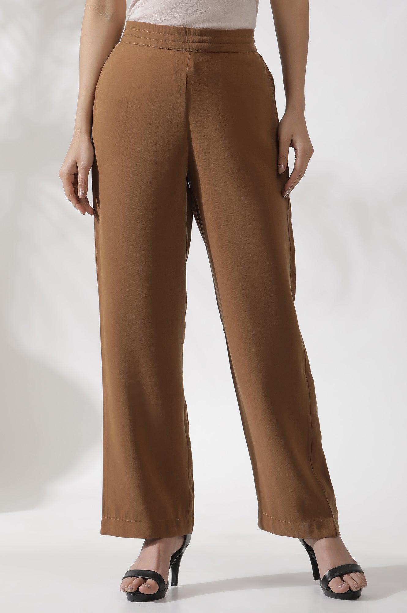 Brown Straight Fit Trouser Pants