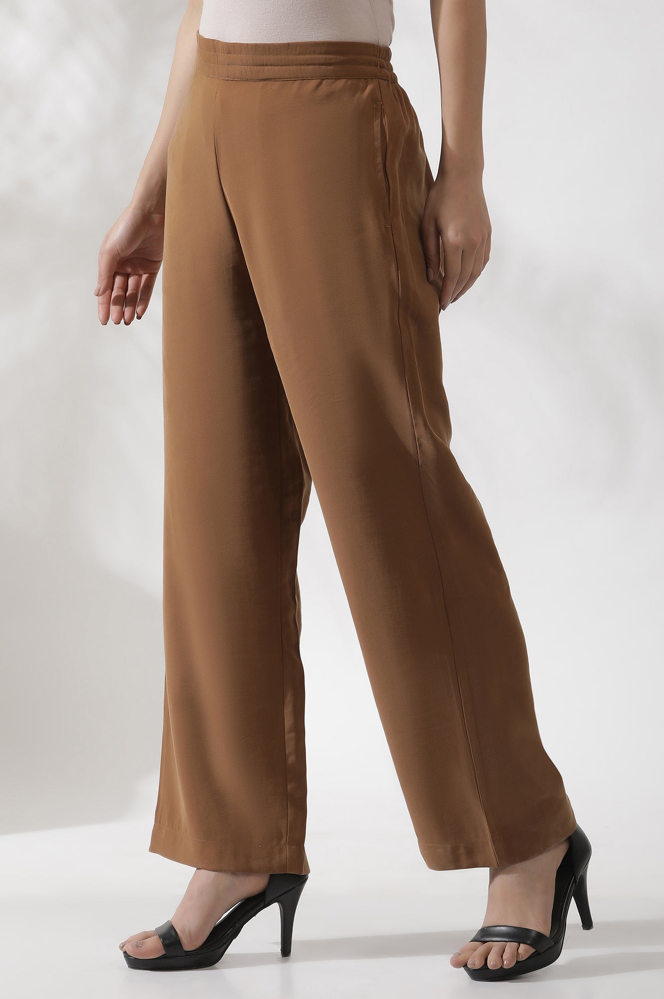 Brown Straight Fit Trouser Pants