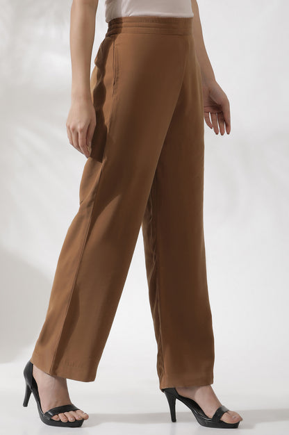 Brown Straight Fit Trouser Pants