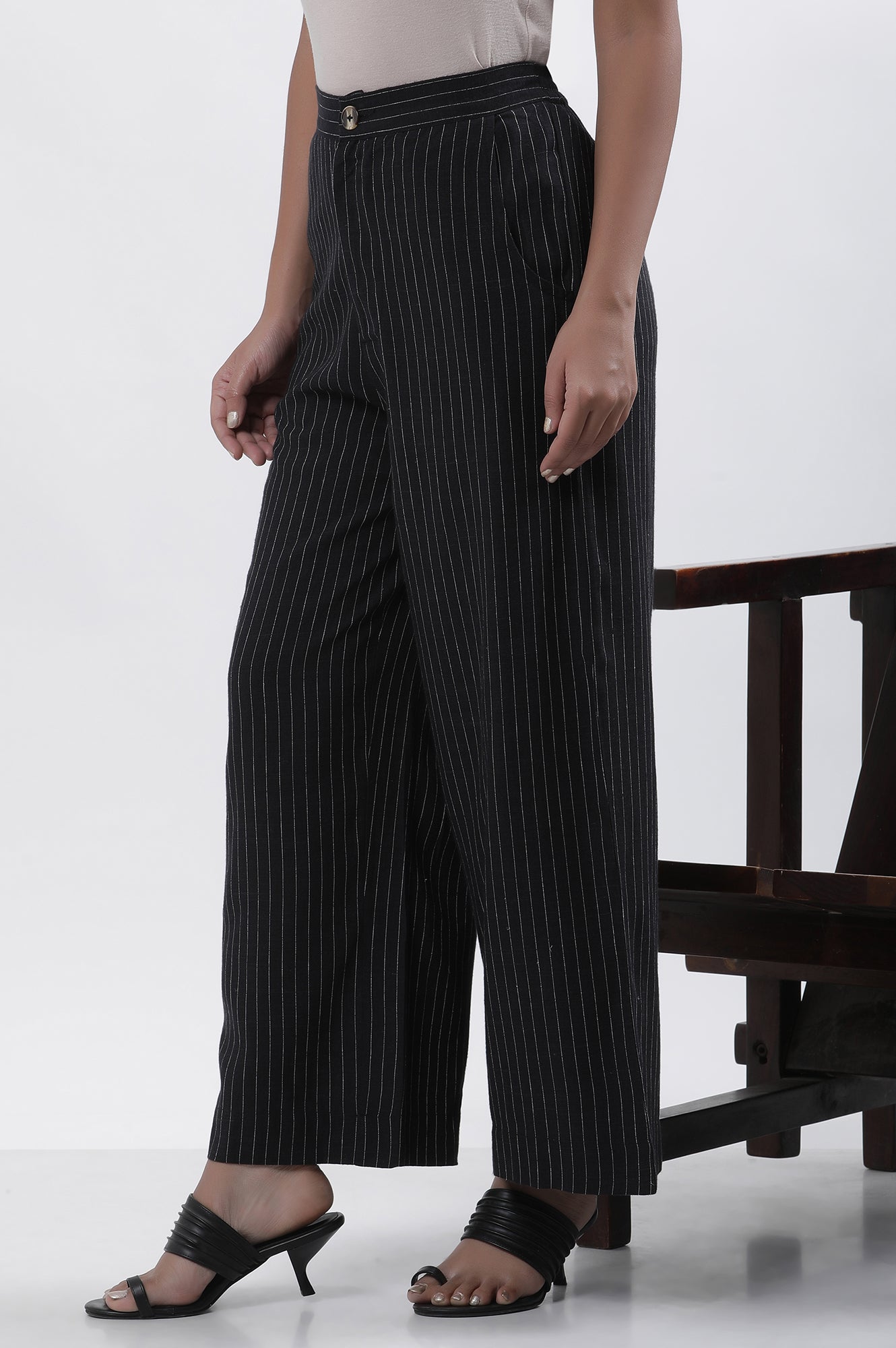 Black Stripe Casual Straight Trouser