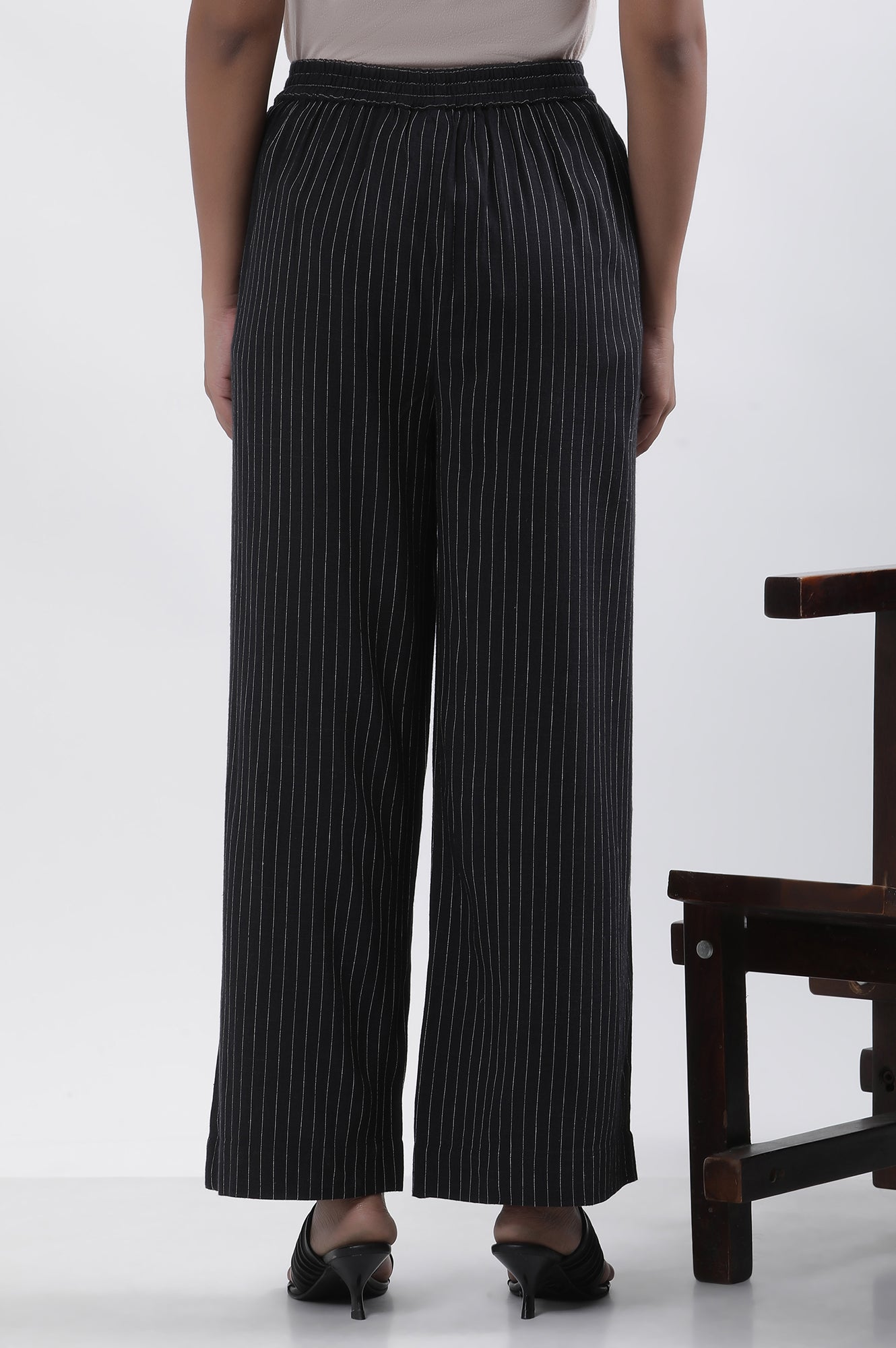 Black Stripe Casual Straight Trouser