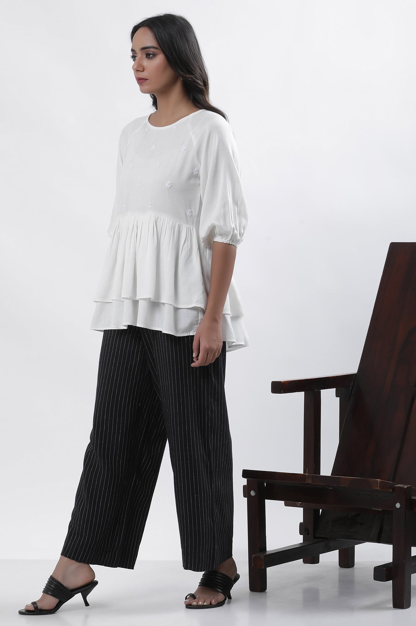 Black Stripe Casual Straight Trouser