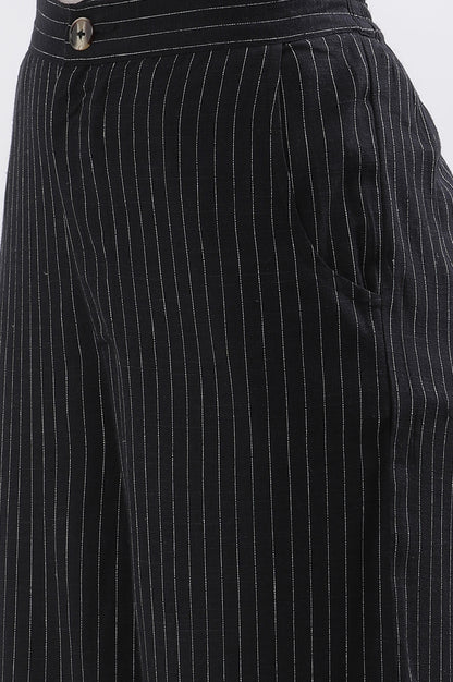 Black Stripe Casual Straight Trouser