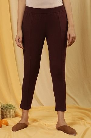 Wine Tapered Casual Leggings