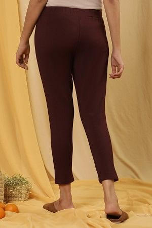 Wine Tapered Casual Leggings