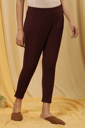 Wine Tapered Casual Leggings