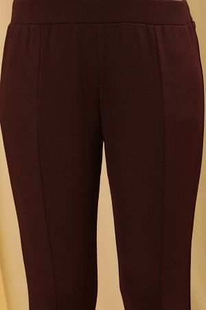 Wine Tapered Casual Leggings