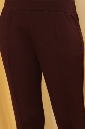 Wine Tapered Casual Leggings