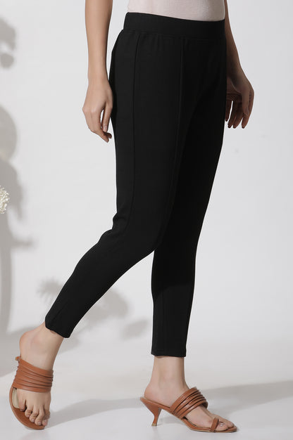 Black Solid Casual Leggings