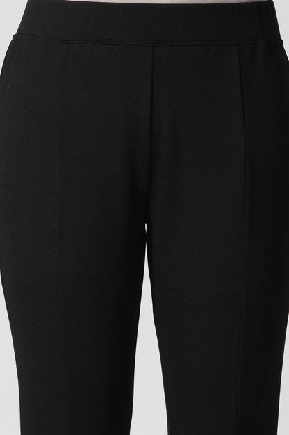 Black Solid Casual Leggings