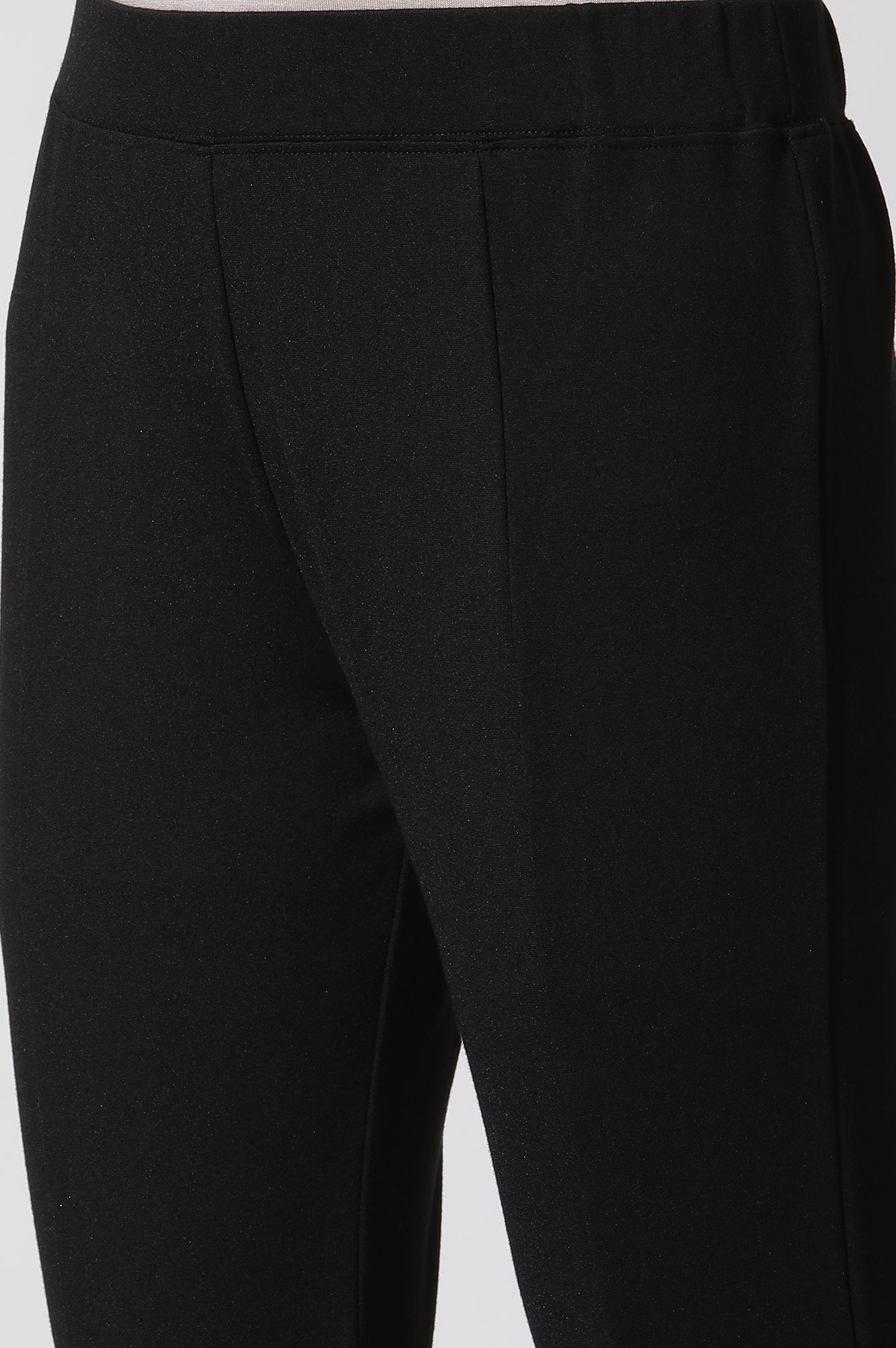 Black Solid Casual Leggings