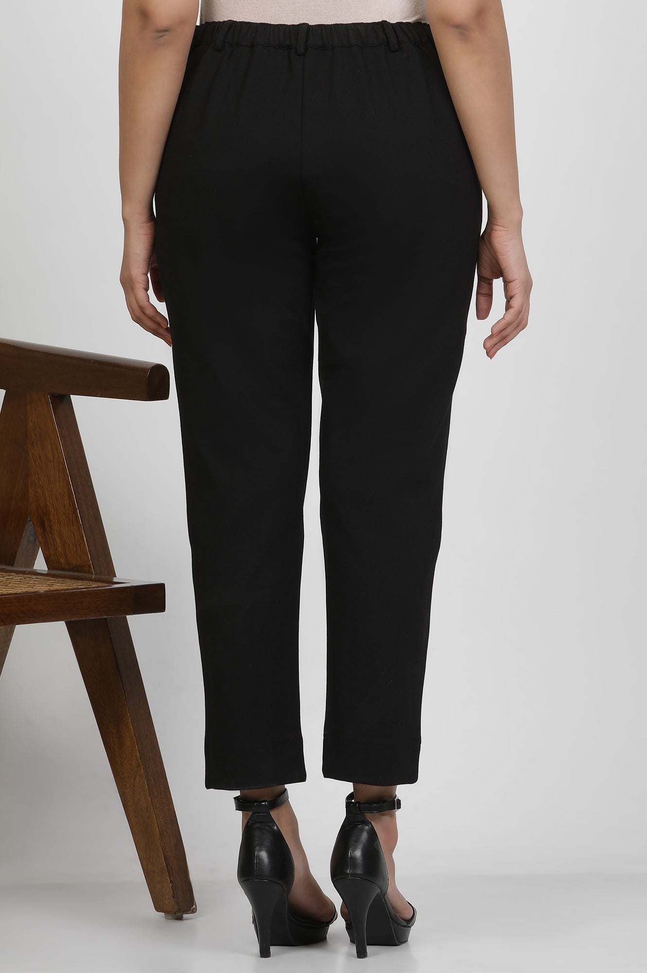 Black Slim-Fit Work Wear Trousers