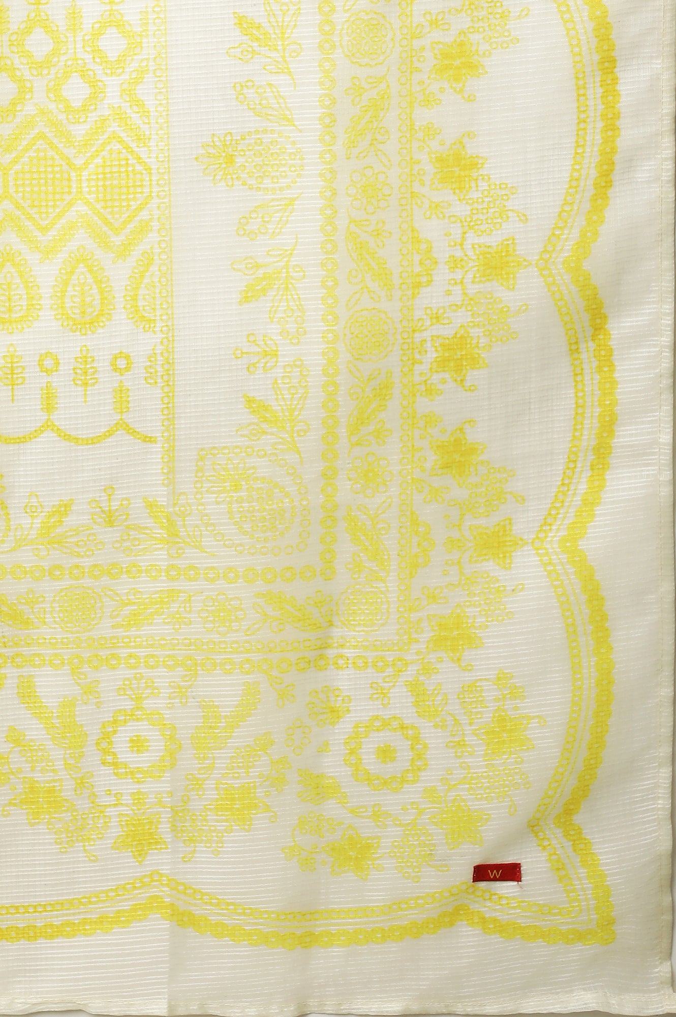 White And Yellow Floral Printed Kota Dupatta