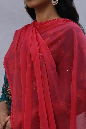 Hot Pink Mukaish Chiffon Dupatta - wforwoman