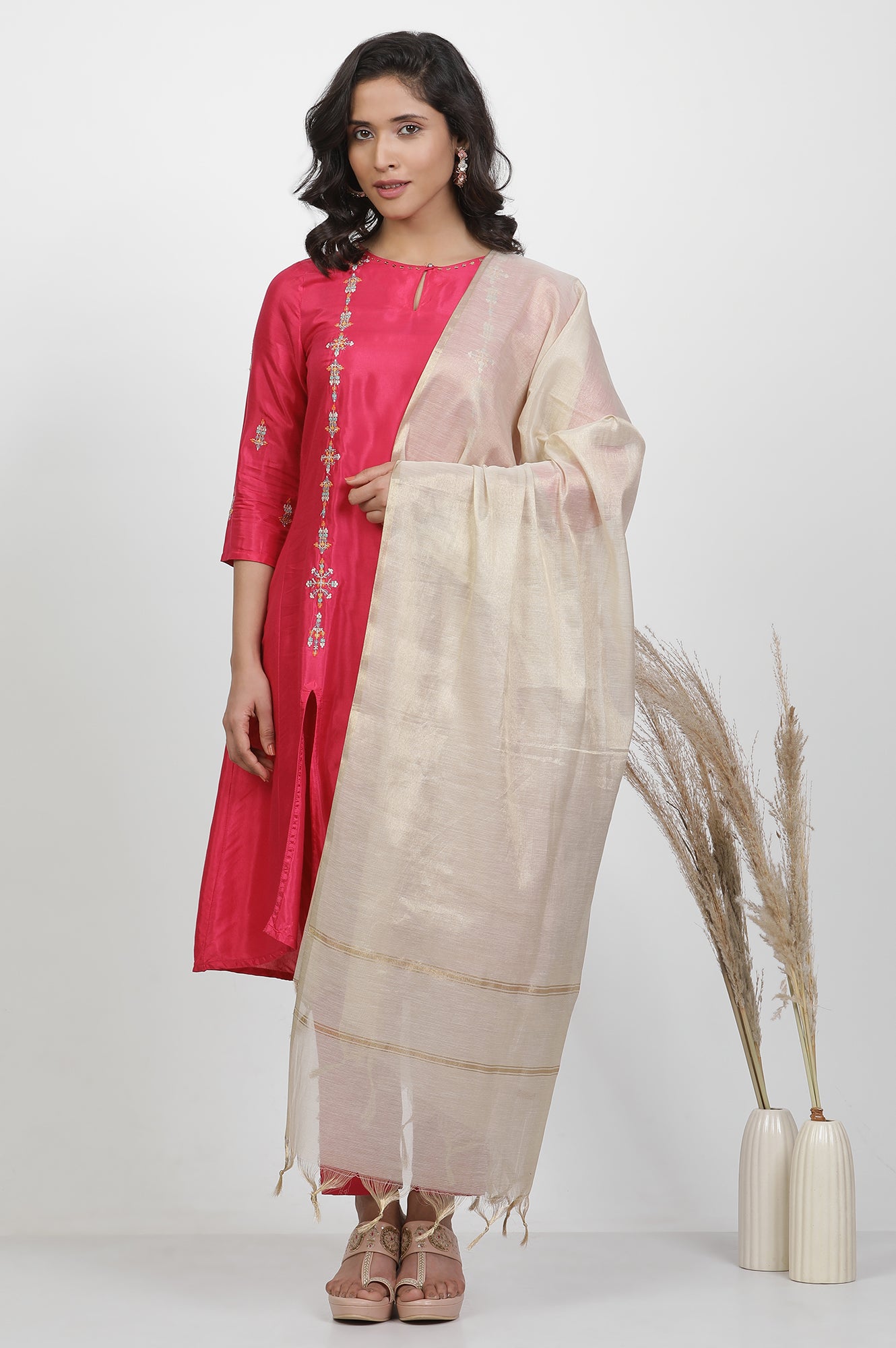 Golden Cotton Zari Dupatta