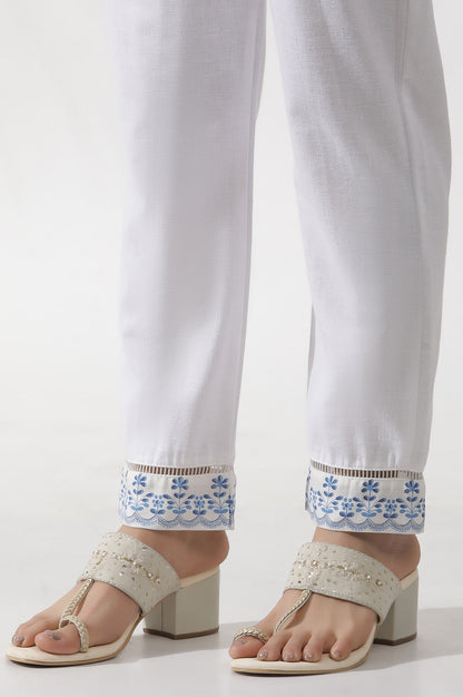 White And Blue Printed Gathered Kurta And Pants Set