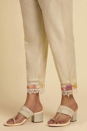 Cream Floral Printed Panelled Kurta, Pants And Dupatta Set - wforwoman
