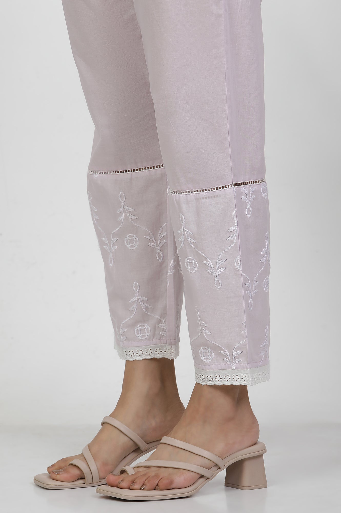 Light Purple Schiffle A-Line Kurta And Pants Set