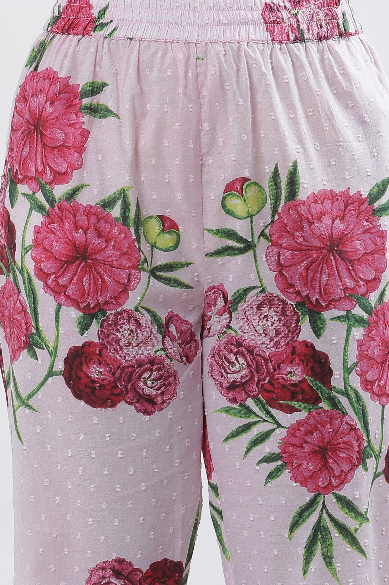 Pink Bold Floral Printed A-Line Short Kurta And Pants Set