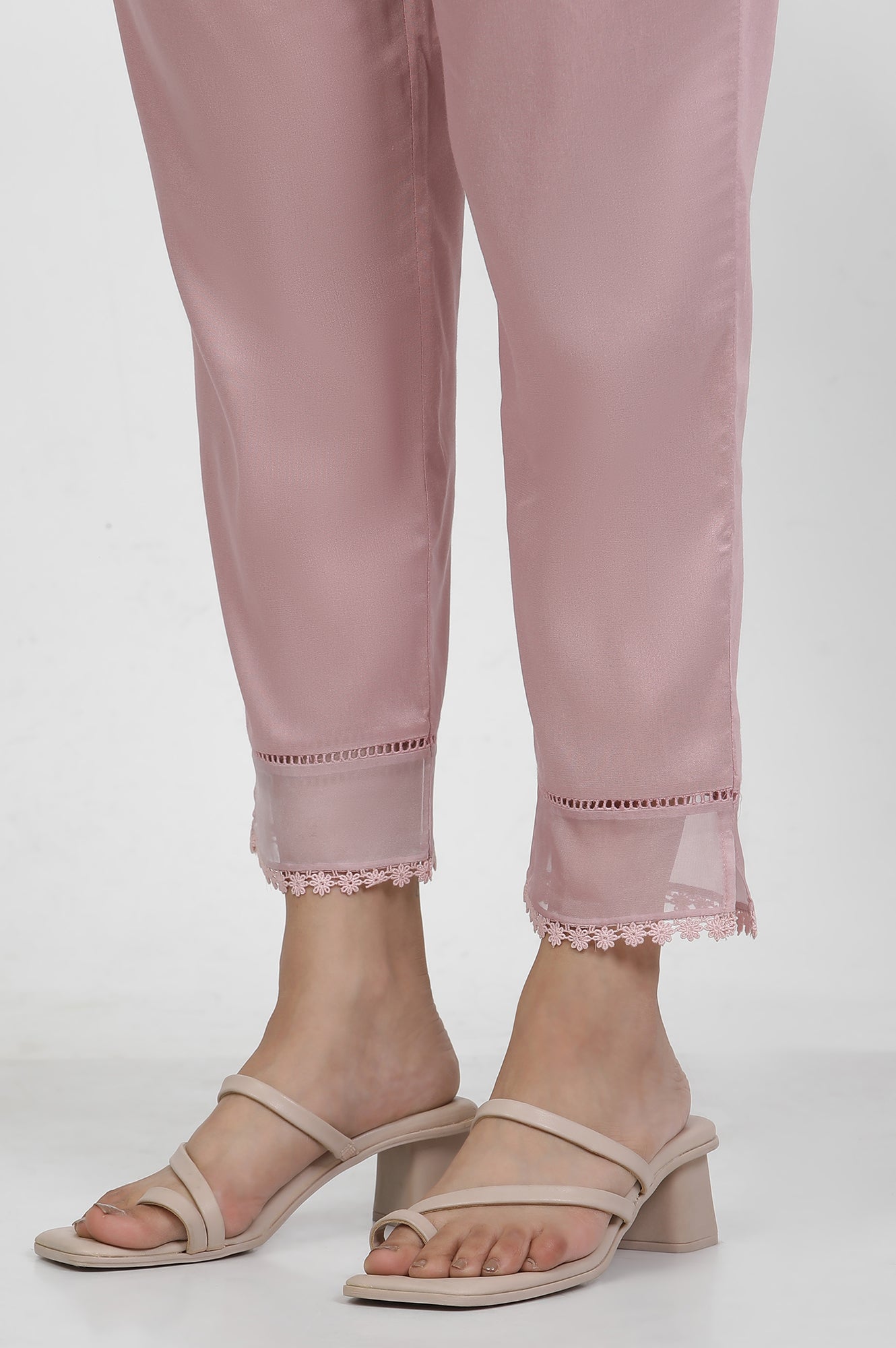 Blush Pink Floral Printed Flared Kurta, Pants And Dupatta Set