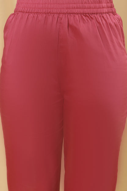 Pink Panlled Embroidered Kurta And Pants Set