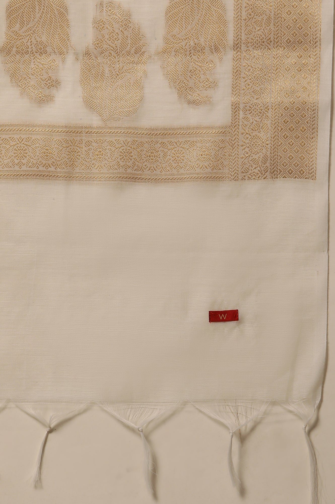 White A-Line Chanderi Kurta, Pants And Dupatta Set