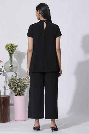 Black Short Sleeves Top And Trouser Co-Ord Set - wforwoman