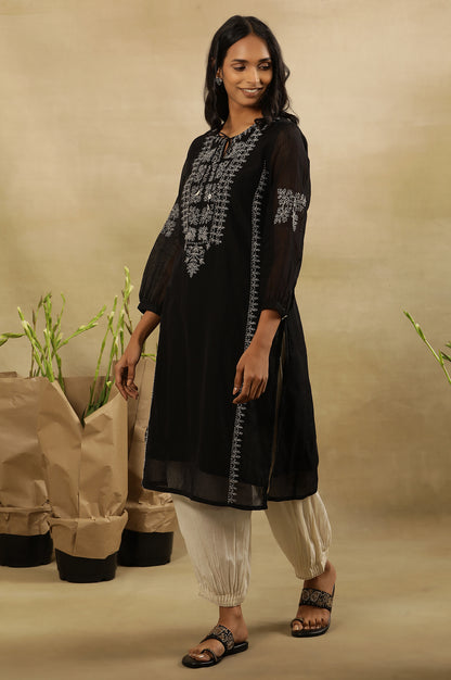 Black  Tepchi  Kota Layered Kurta