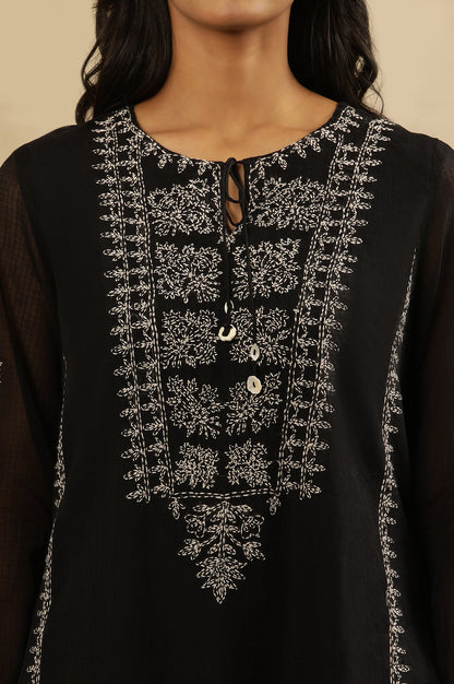 Black  Tepchi  Kota Layered Kurta