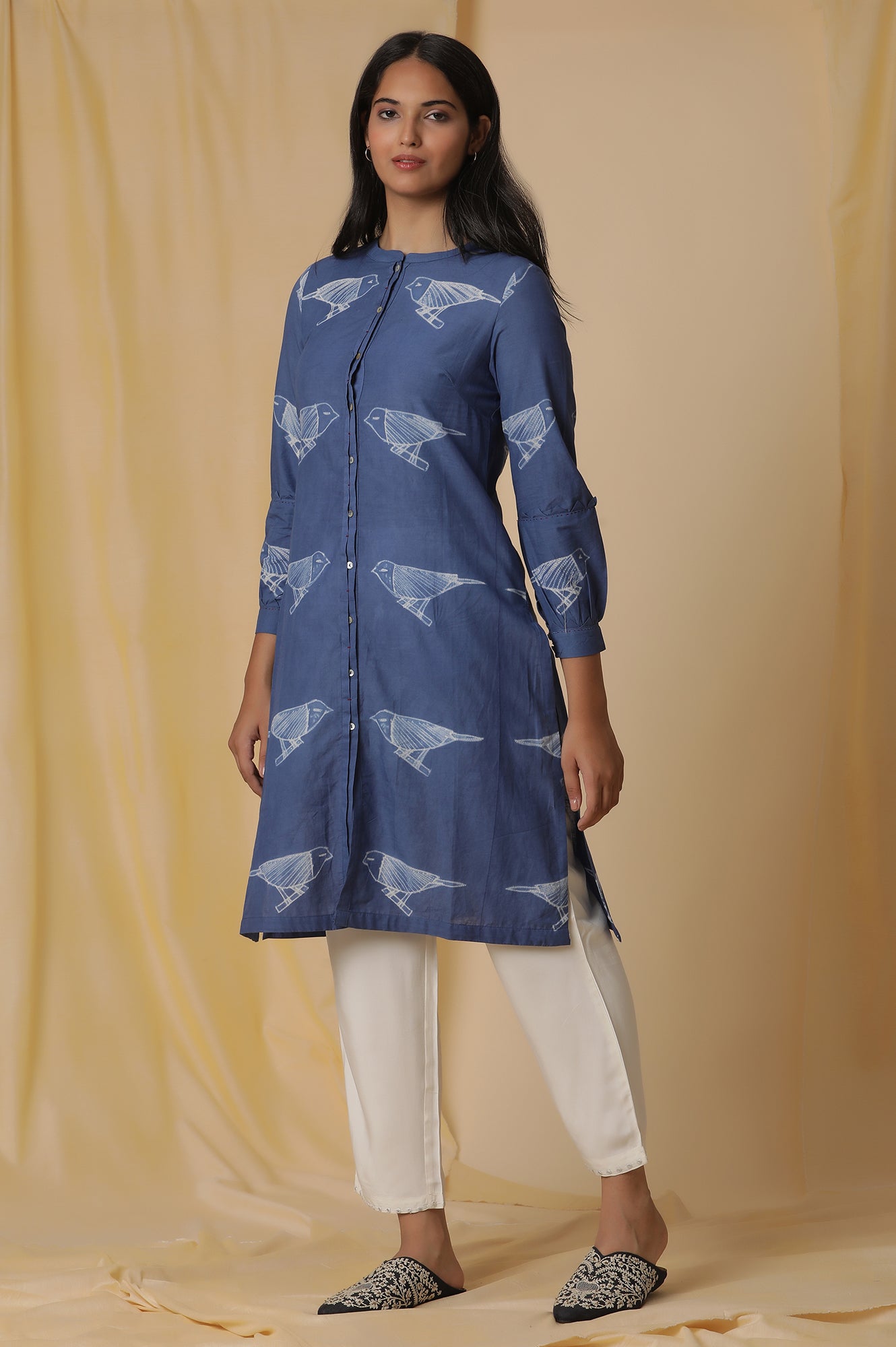 Indigo Blue Shibori Cotton Shirt Kurta