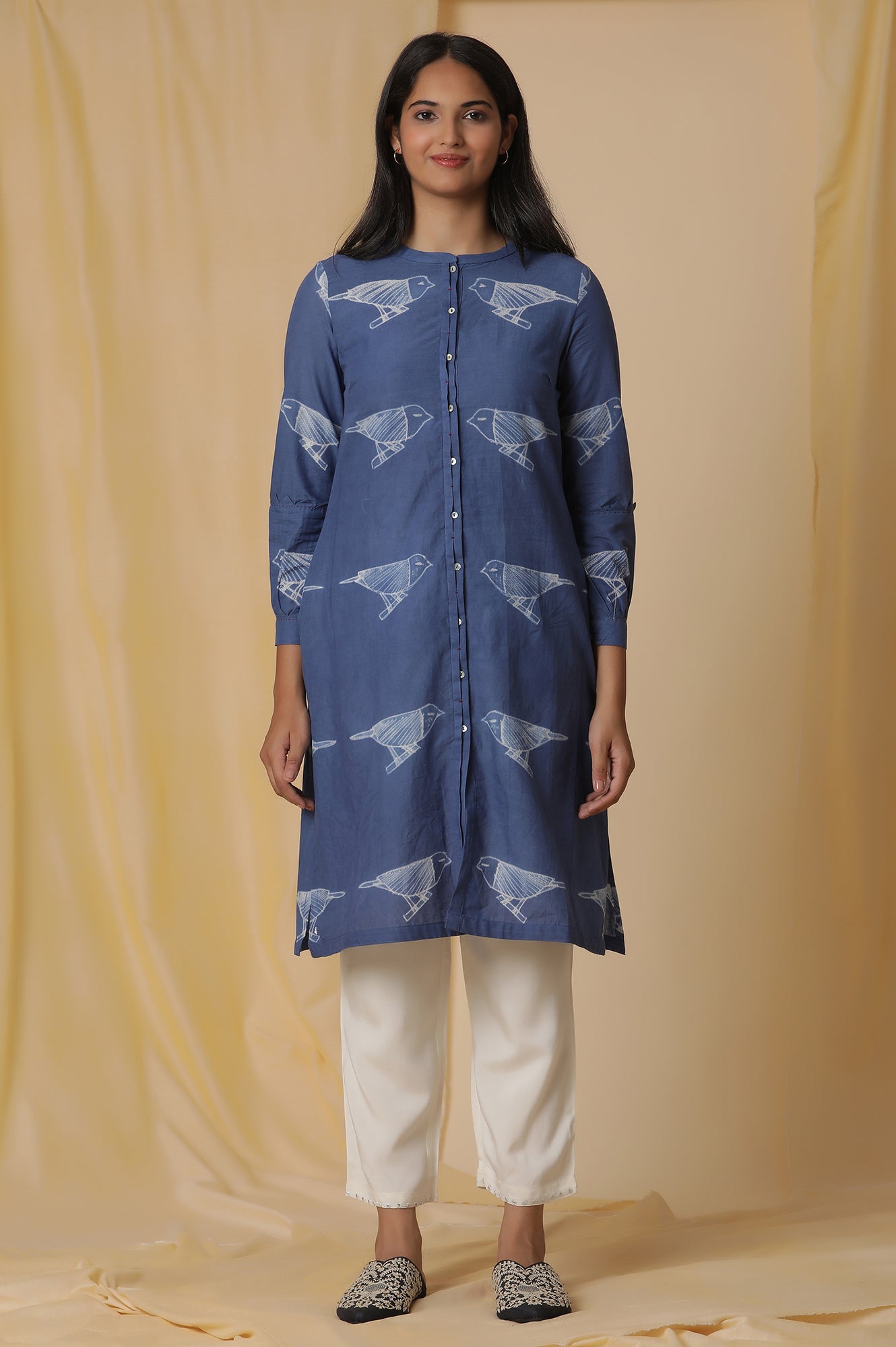 Indigo Blue Shibori Cotton Shirt Kurta