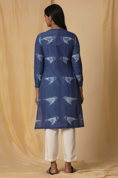 Indigo Blue Shibori Cotton Shirt Kurta