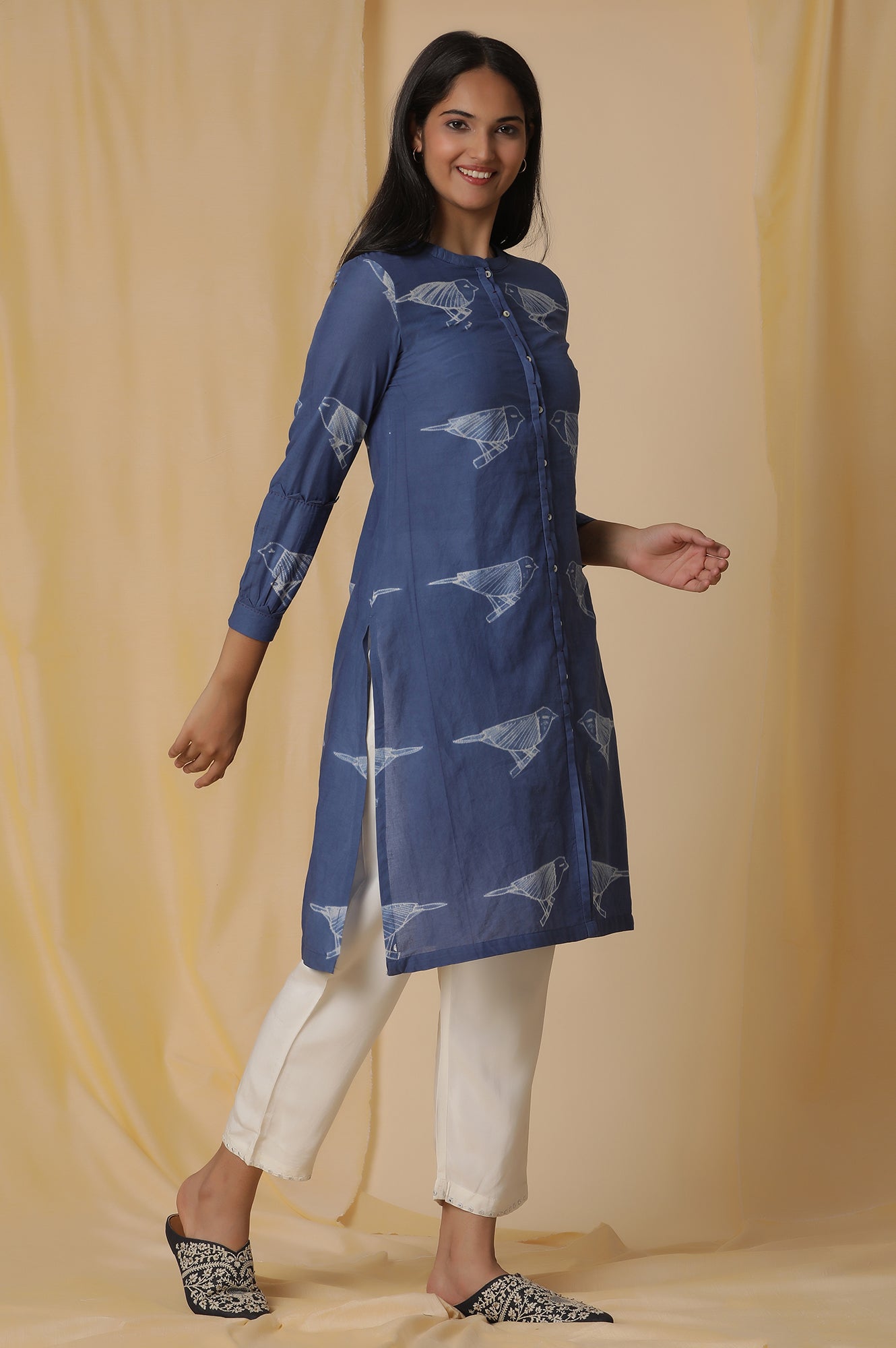 Indigo Blue Shibori Cotton Shirt Kurta