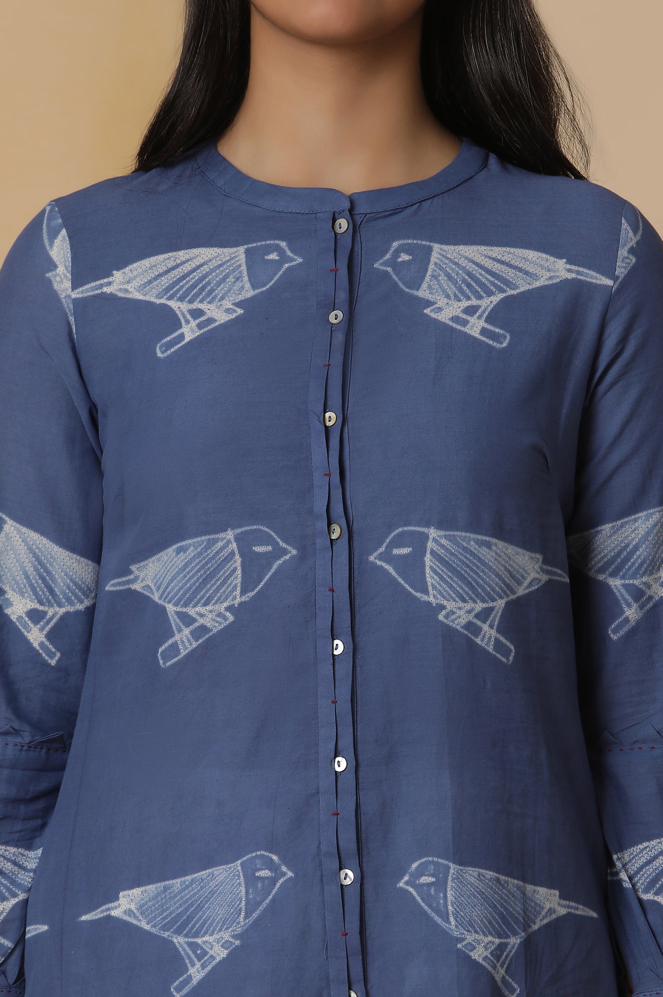 Indigo Blue Shibori Cotton Shirt Kurta