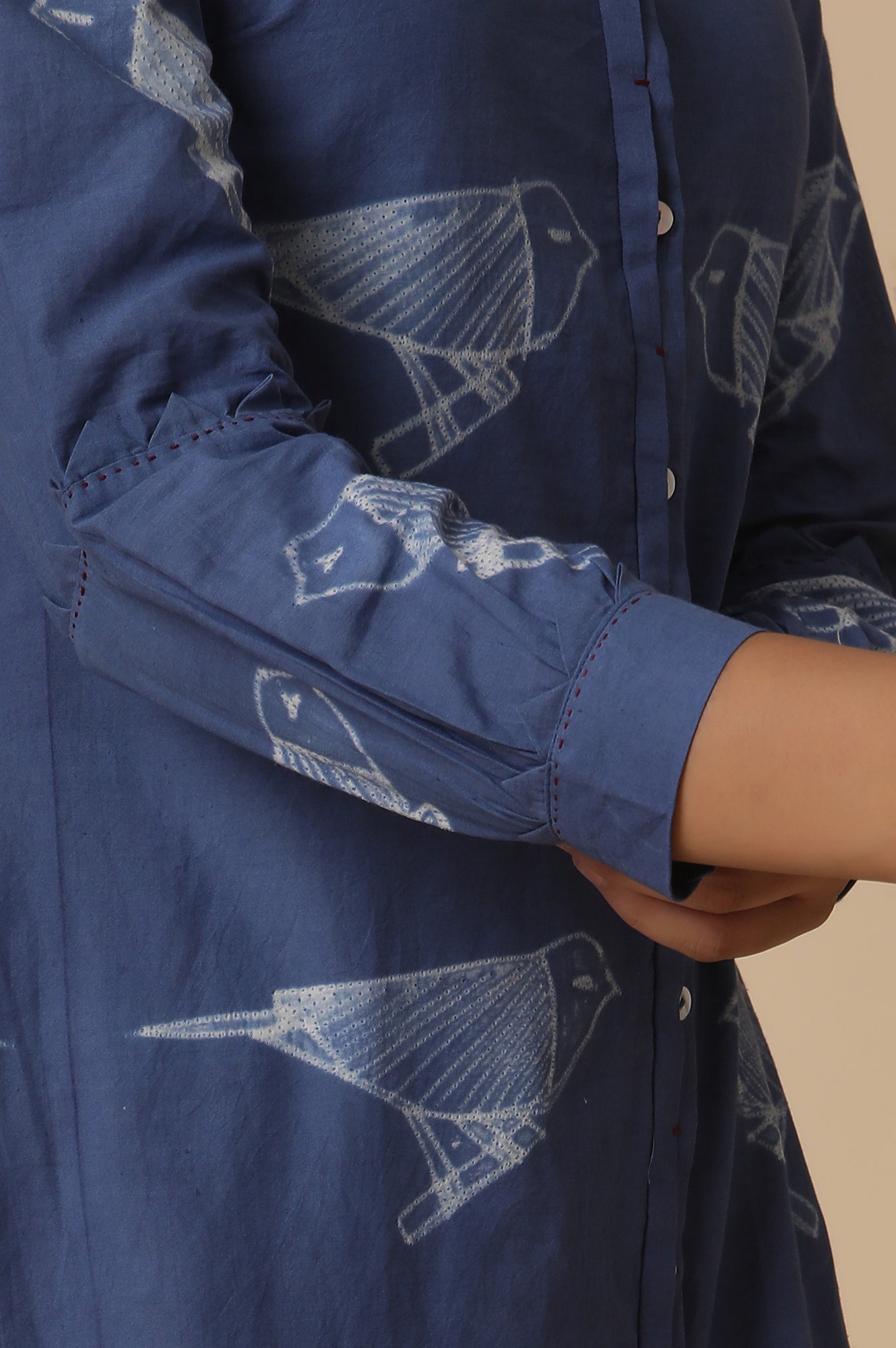 Indigo Blue Shibori Cotton Shirt Kurta