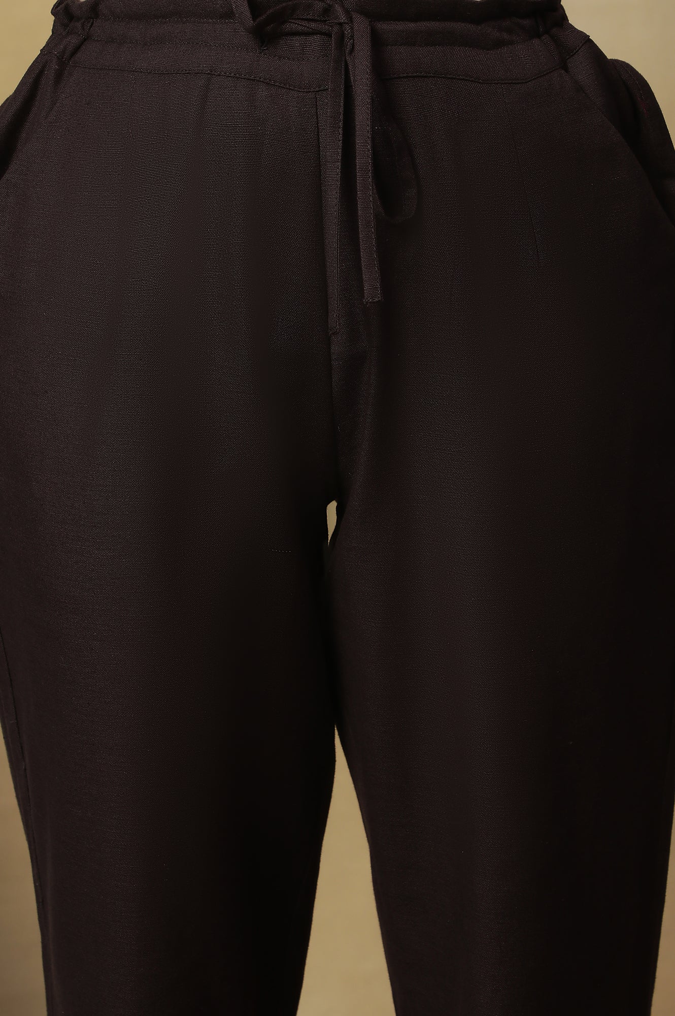 Coffee Brown Straight Pants In Cotton Flax