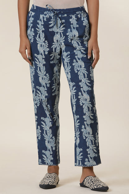 Indigo Block Print Straight Pants