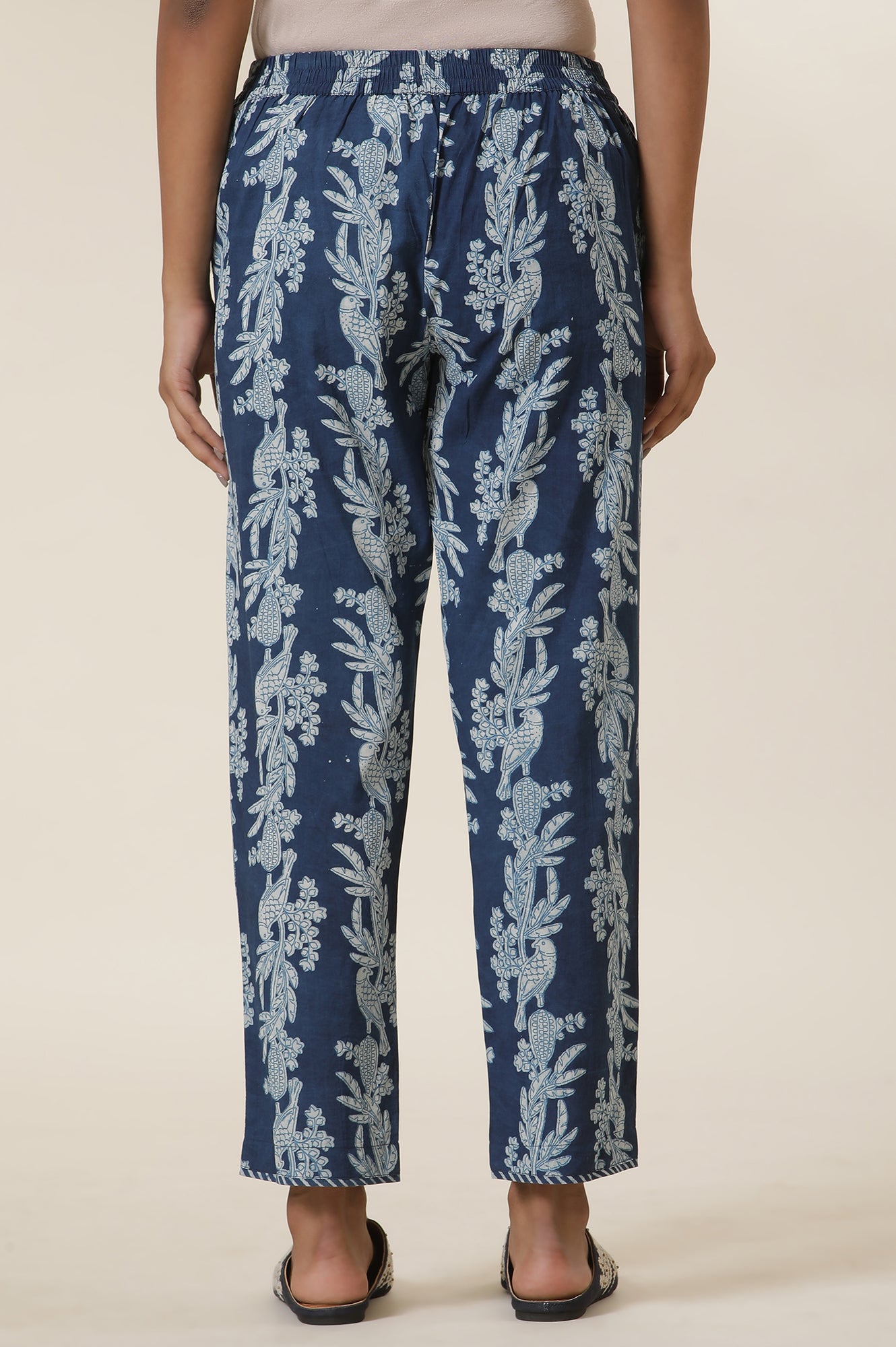 Indigo Block Print Straight Pants